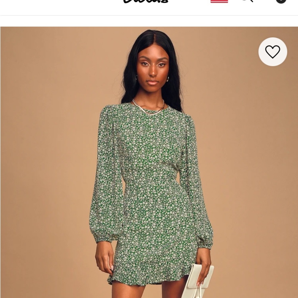 Lulu green floral printed mini dress small